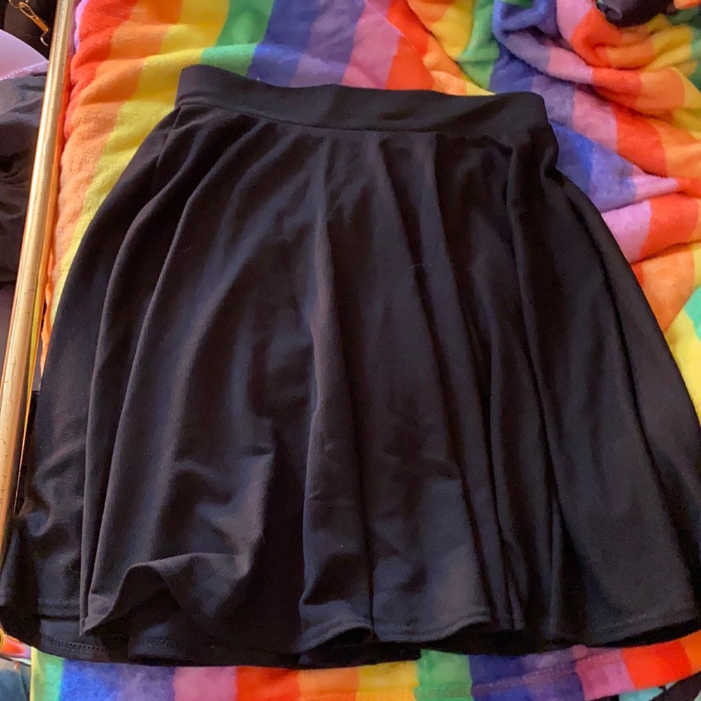 black mini skater skirt